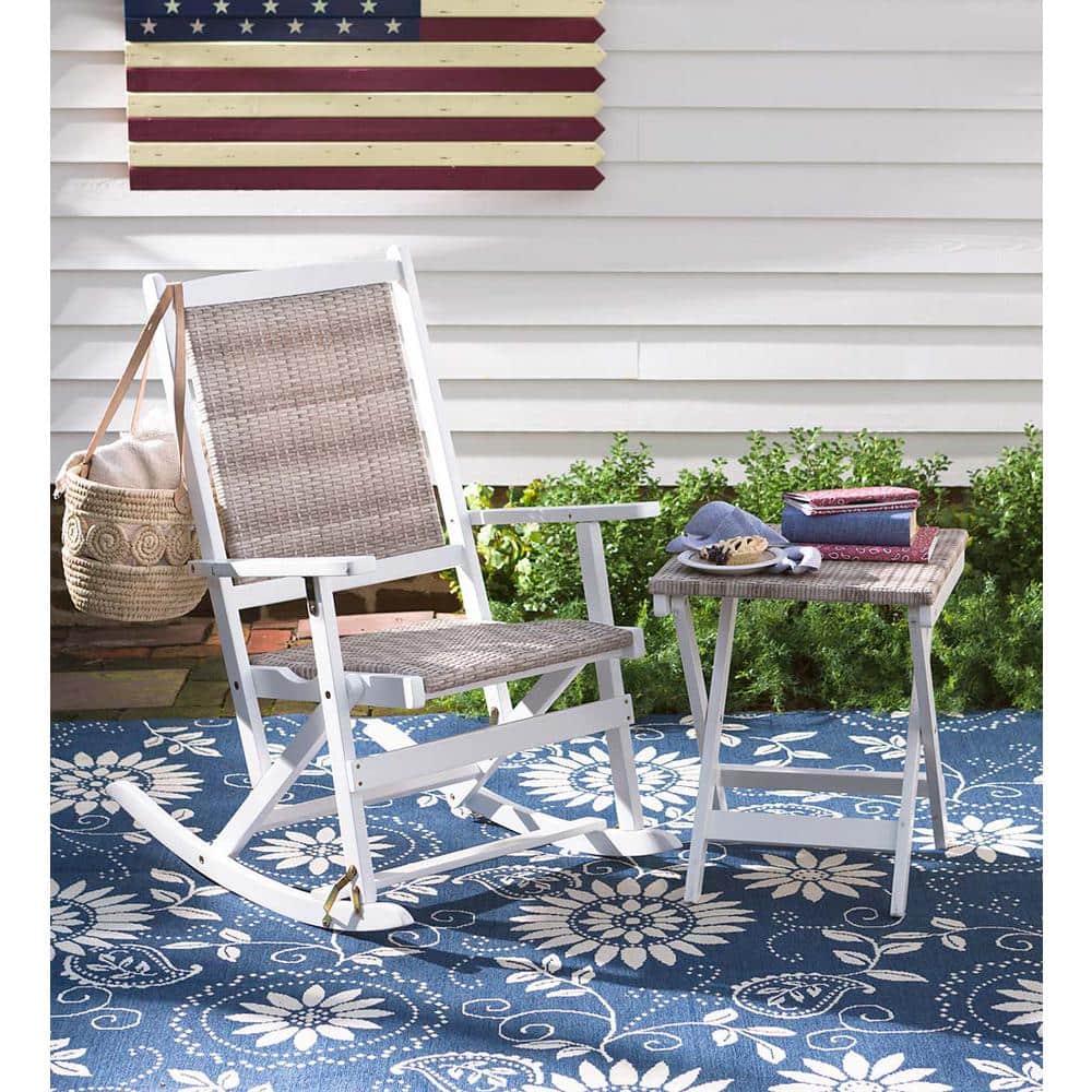 Claytor Off-White Folding Eucalyptus Outdoor Rocker