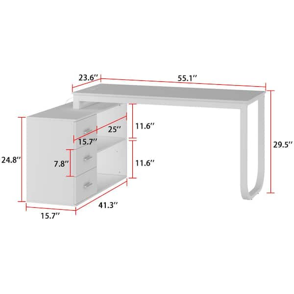 FUFU&GAGA 21.7 in. H Retangular Burlywood Wood 2-Drawer Computer Desk