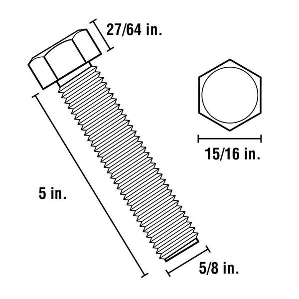 thumbnail image 2 of Lexar Industrial 5/8-11 X 2-3/4 Square Head Bolts – Zinc Plated Steel, A307 Grade – 20 Pack 2 of 4