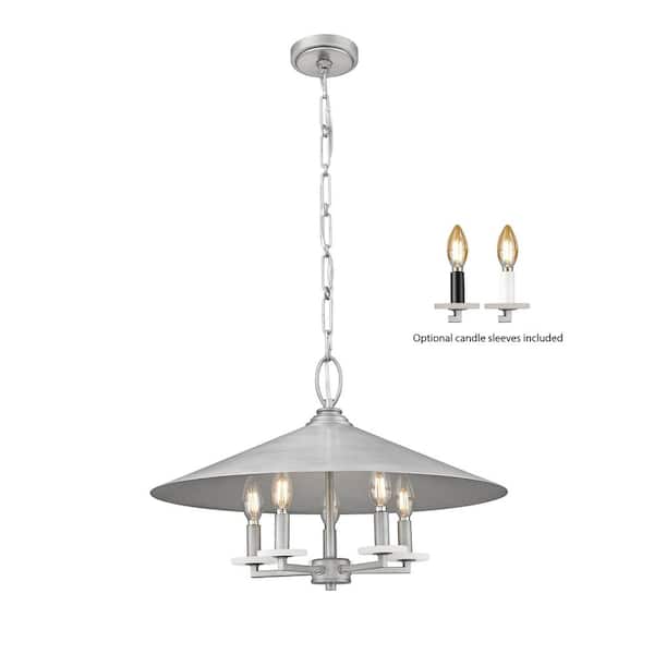 Unbranded Rialto 22 in. Signature Pewter 5 Light Pendant with Signature Pewter Steel Shade