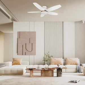 Levi 48 in. Dimmable LED Indoor/Outdoor White Smart Ceiling Fan with Light and Remote, Works with Alexa/Google Home