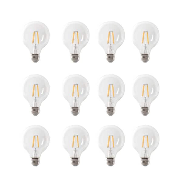 Feit Electric 75-Watt Equivalent G25 Globe Dimmable Filament Clear Glass E26 LED Vintage Edison LIght Bulb, Daylight 5000K (12-Pack)