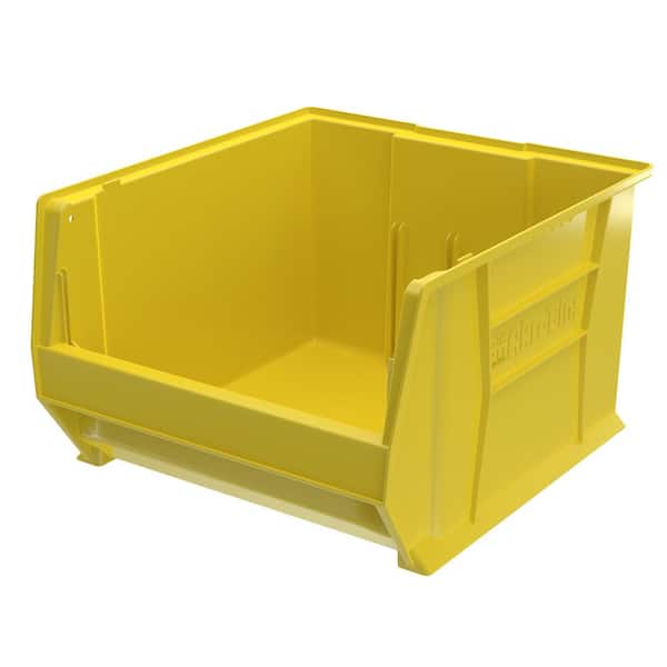 Akro-Mils Super-Size AkroBin 18.3 in. 300 lbs. Storage Tote Bin in Yellow with 14 Gal. Storage Capacity (1-Pack)
