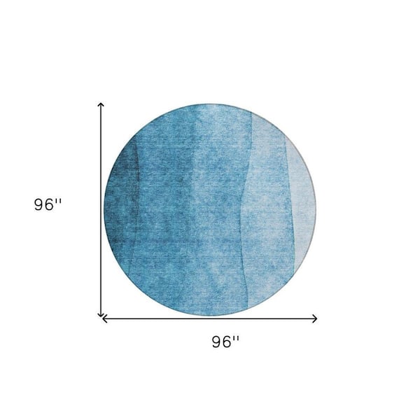 Teal Blue, Aqua, Turquoise 8' Round ft. Woven Abstract Polyester Round Indoor / Outdoor Area Rug