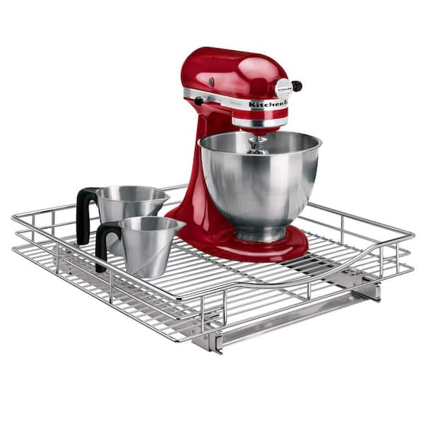 Slide Out Cabinet Organizer - Pull Out Under Cabinet Sliding Shelf - 20 in. Wide x 21 in. Deep - Chrome