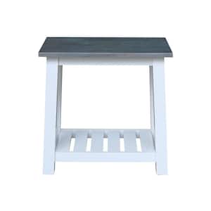 Surrey White & Heather Gray 24 in. Solid Wood Accent Table