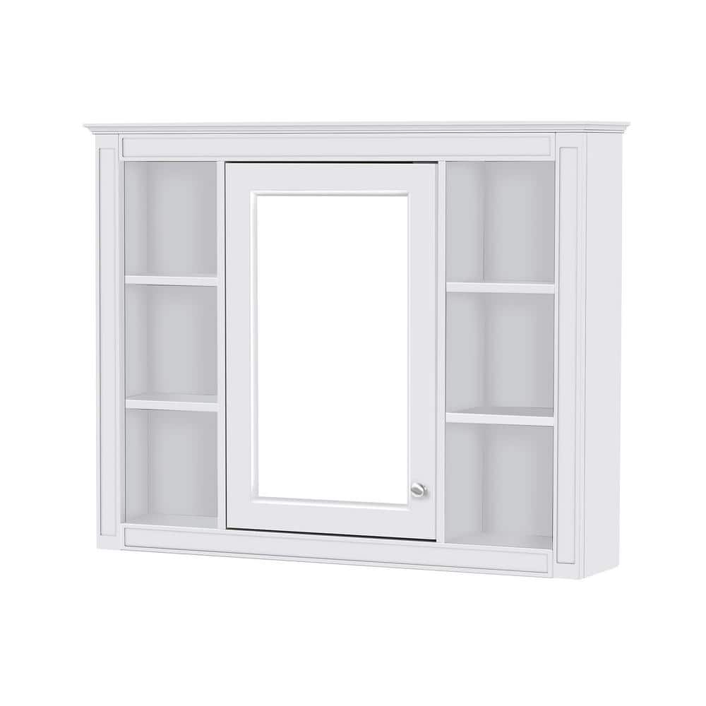 35 in. W x 7.32 in. D x 27.5 in. H Bathroom Storage Wall Cabinet in White, Bathroom Wall Cabinet with Mirror price history on PriceWatchPro