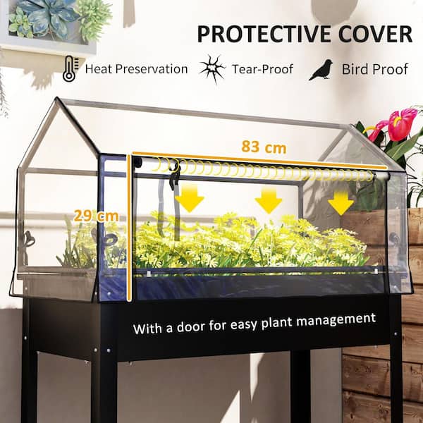 Outsunny Steel Raised Garden Bed with Greenhouse Cover