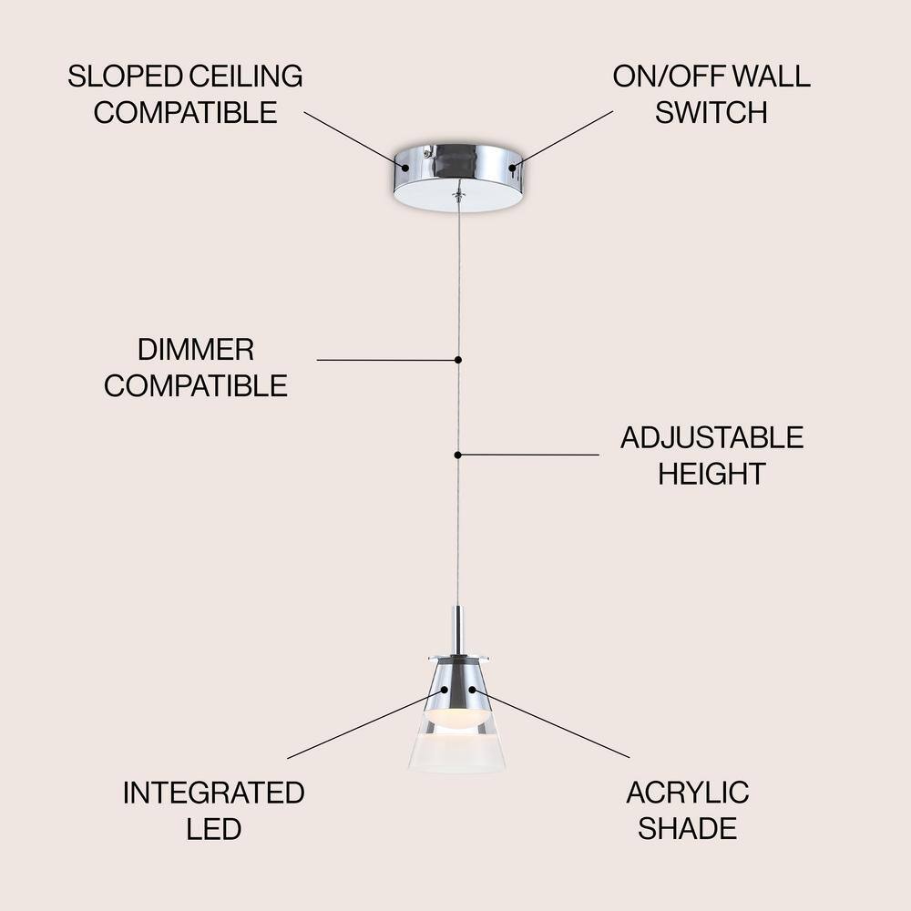 Alain 5" Chrome Polished Adjustable LED Pendant Light
