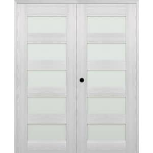 Vona 07-07 72 in. x 96 in. Right Active 5-Lite Frosted Glass Ribeira Ash Wood Composite Double Prehung Interior Door