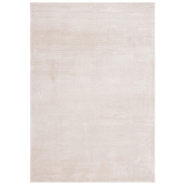 SAFAVIEH Whisper 9 ft. x 12 ft. Beige Distressed Geometric Area Rug