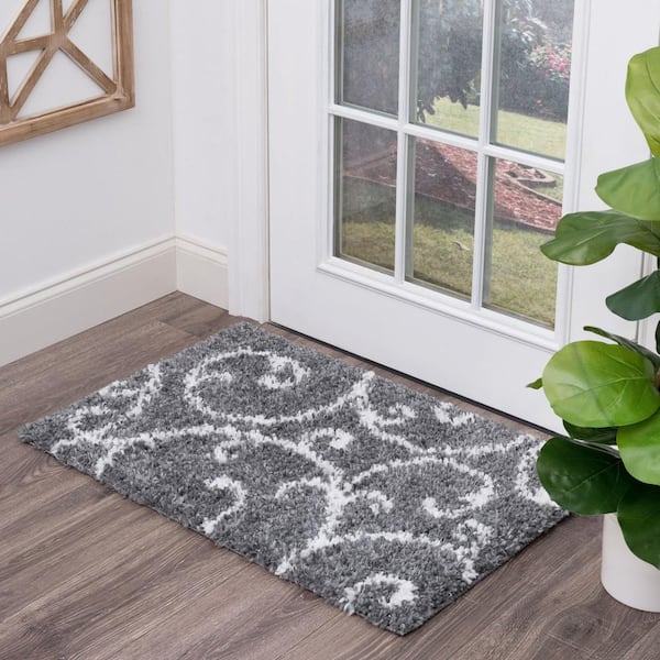 Soho Shag Floral Gray 2 ft. x 3 ft. Indoor Area Rug