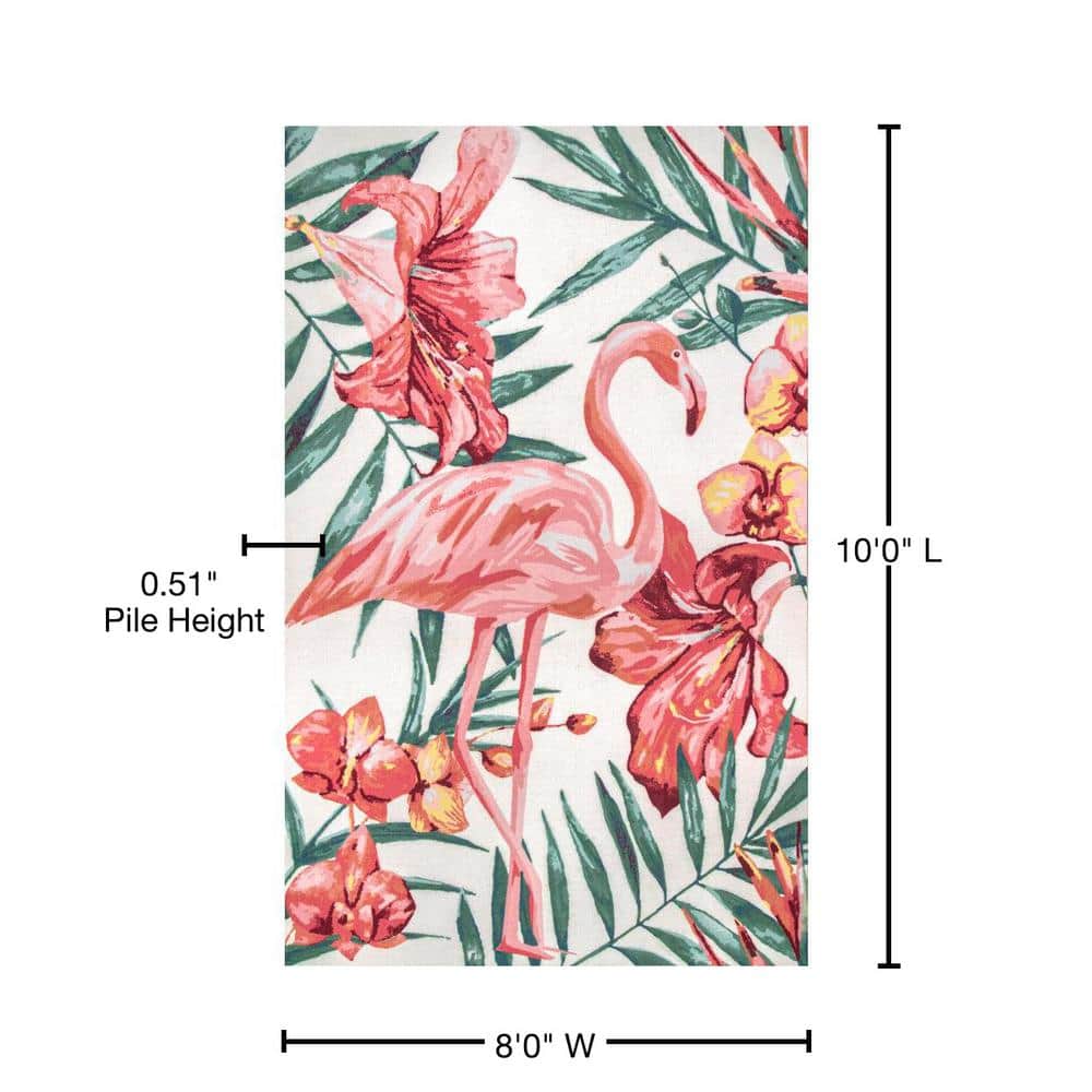 Stephanie Red Floral Synthetic Rectangular 8' x 10' Area Rug