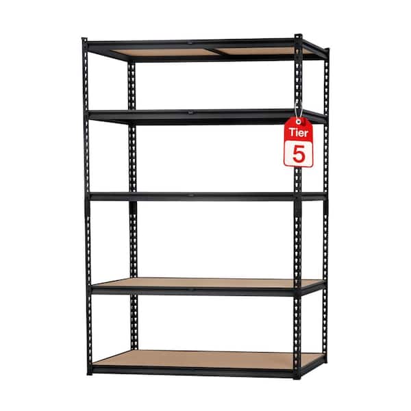 Heavy Duty 2500 lbs 48 in. Black 5-Tier Adjustable Garage Storage Shelving