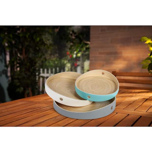 Lone Elm Studios Multi-Colored Bamboo Trays (Set of 3)