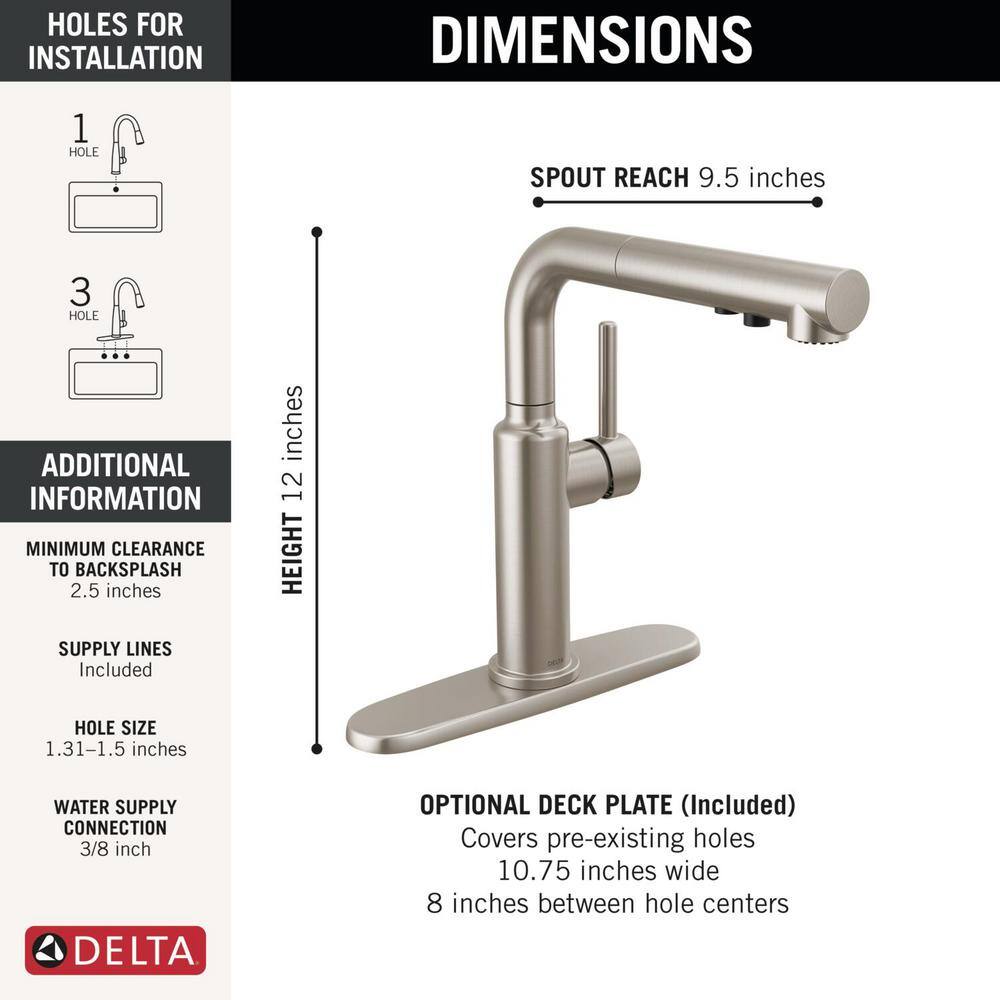 Daneri Brushed Nickel Pull-Out Kitchen Faucet with Lever Handle