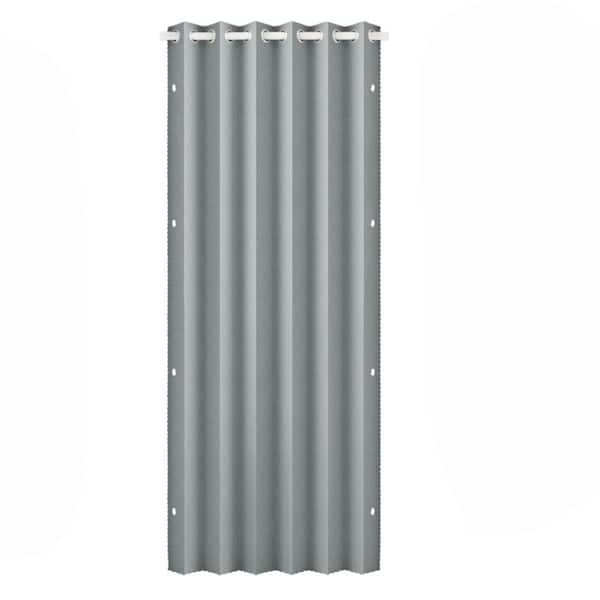 Helhom 1-Panel 45 in. x 80 in. Gray Faux Linen Composite Accordion