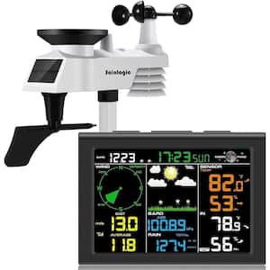Outdoor Wireless Weather Station with Sensor and Weather Forecast, Temperature, Air Pressure and Alarm Clock in White