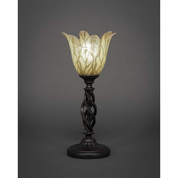 Unbranded Olympia 15.75 in. Dark Granite Lamp Accent Lamp with Glass Shade