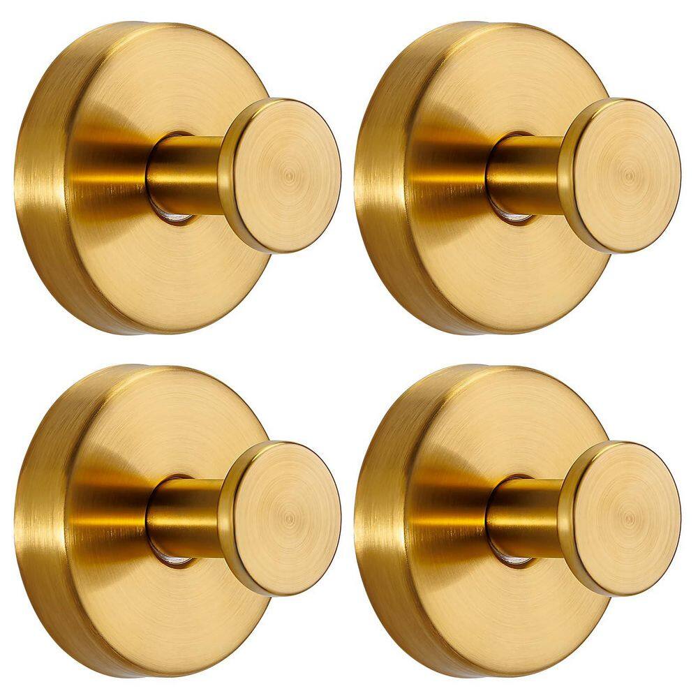 Set Of 4 Matte Gold Towel Hooks - Brushed Stainless Steel Wall Mounted Hooks For Bathroom Or Kitchen