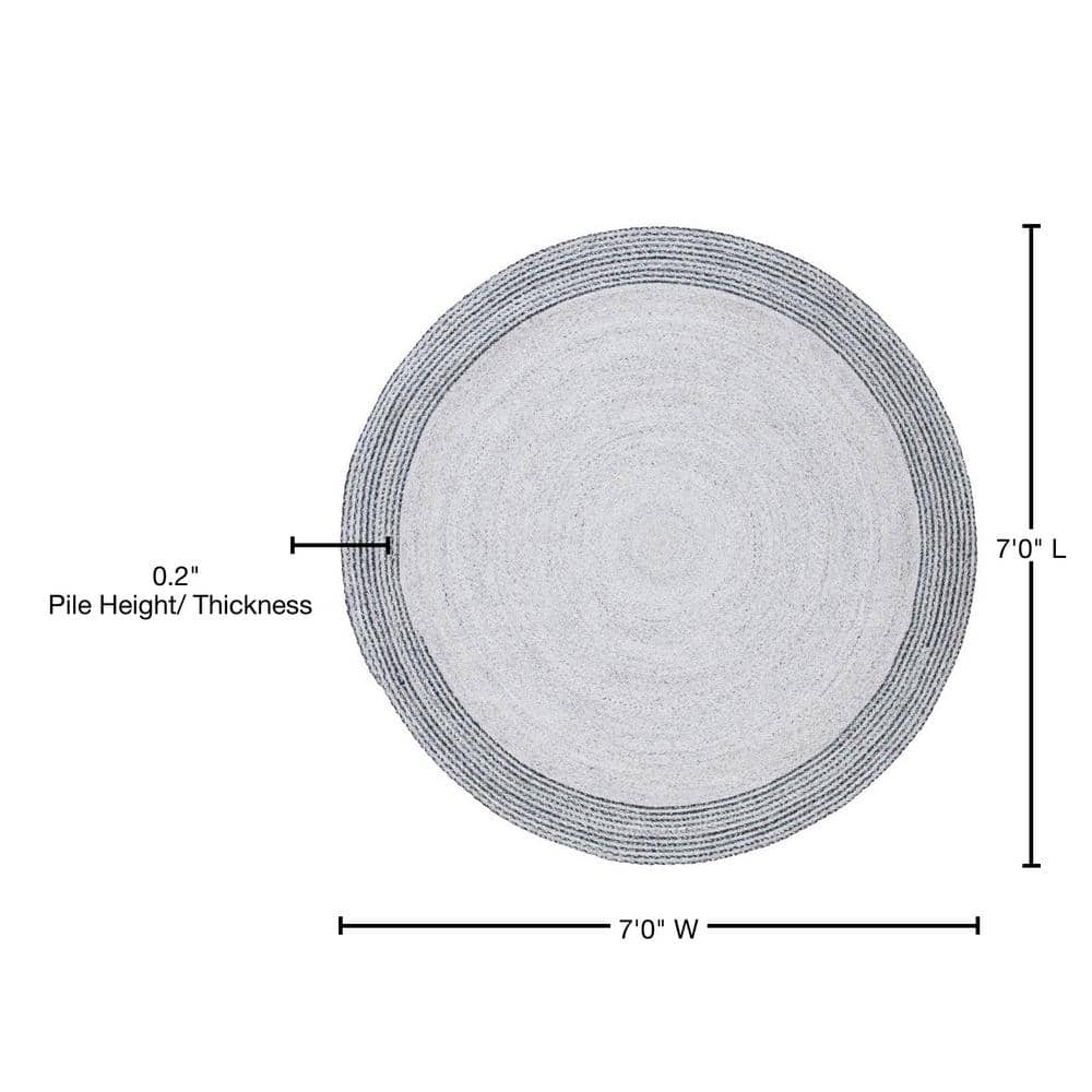 Handmade Round Gray Synthetic Area Rug, 7' Diameter