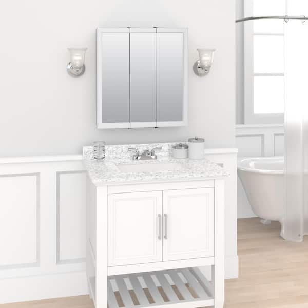 Zenith Early American 22-1/4 in. W x 27 in. H x 5-7/8 in. D Framed  Surface-Mount Bathroom Medicine Cabinet in White MC10WW - The Home Depot
