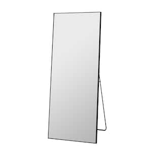 Black 21 in. W x 64 in. H Rectangle Metal Floor Mirror, Full Length Mirror Free-Standing Hanging or Leaning