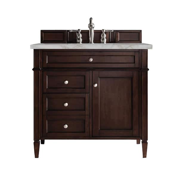 James Martin Vanities Brittany 36.0 in. W x 23.5 in. D x 34.0 in. H Bathroom Vanity in Burnished Mahogany with Victorian Silver Top