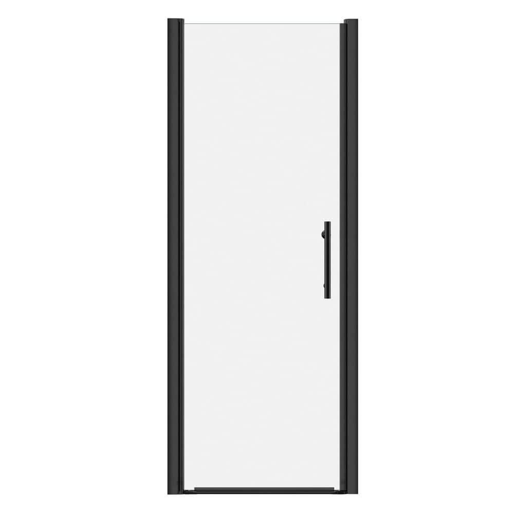 30 in. W x 75 in. H Pivot Framed Shower Door in Matte Black Finish with Clear Tempered Glass with Handle price history on PriceWatchPro