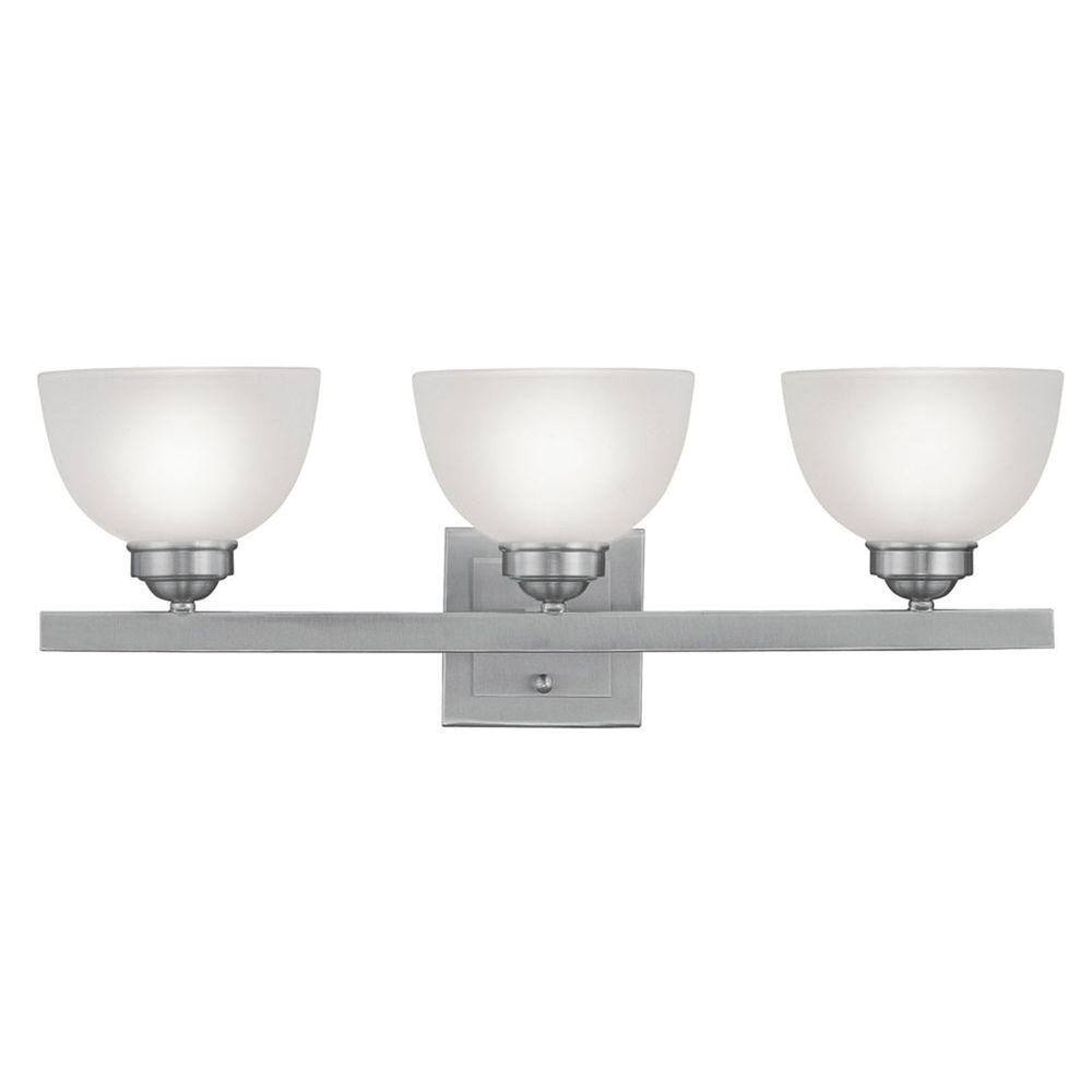 Somerset Brushed Nickel 3-Light Bath Vanity with Satin Glass