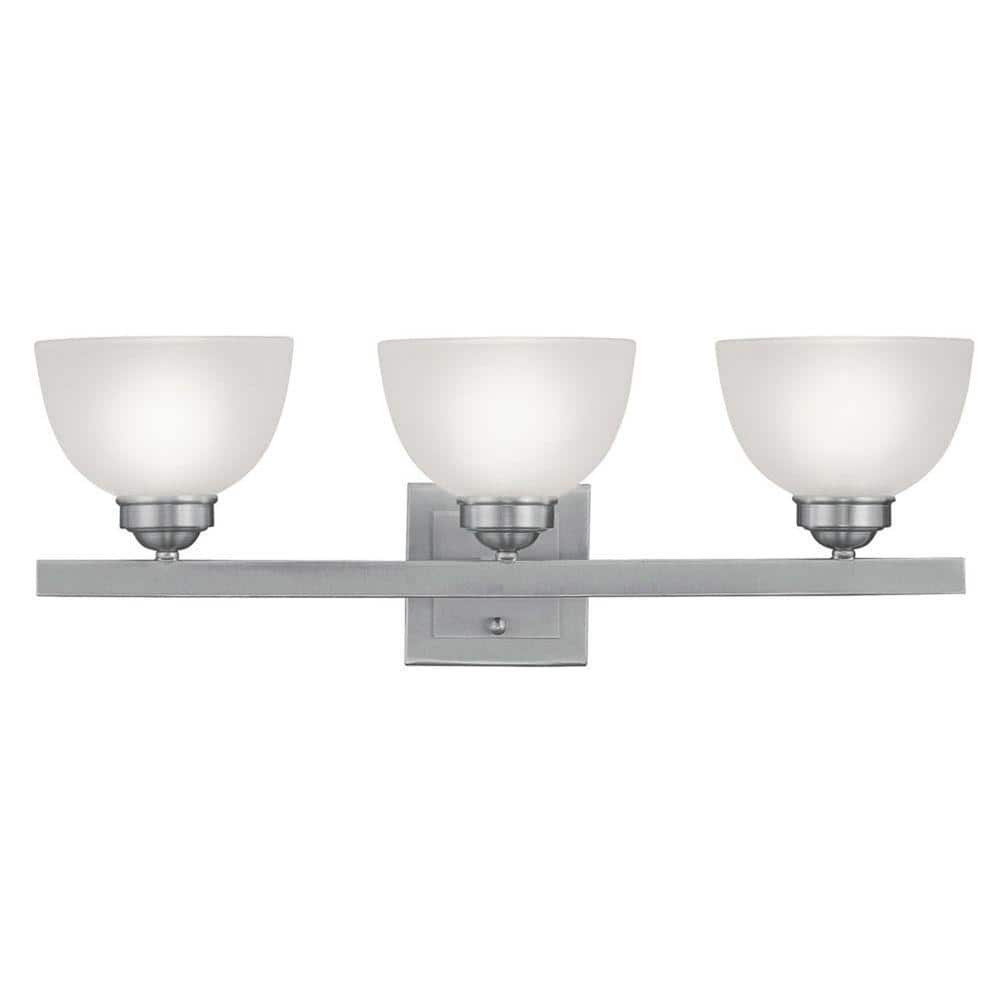 Somerset Brushed Nickel 3-Light Bath Vanity with Satin Glass