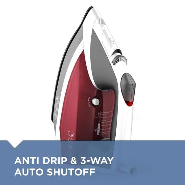 Vitessa Advanced Red and White Steam Iron with Nonstick Soleplate