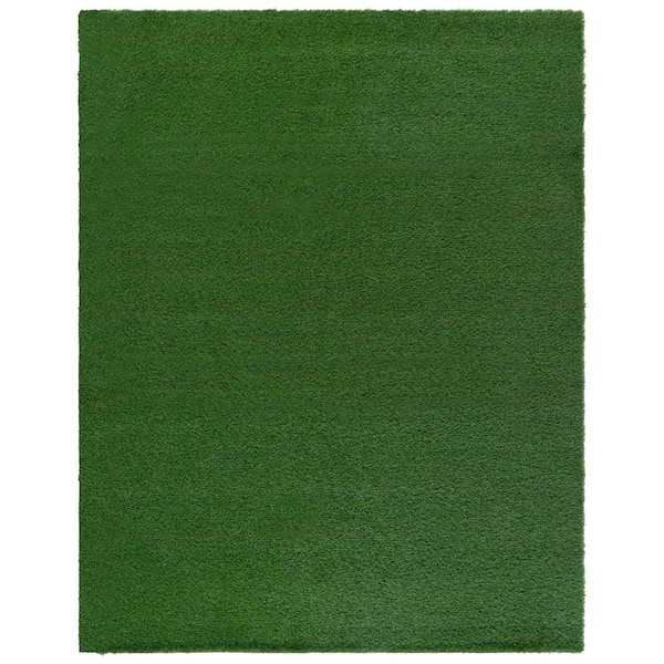 Turf 8 ft. x 10 ft. Natural/Green Solid Color Indoor/Outdoor Area Rug