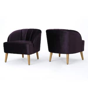 Amaia Blackberry and Walnut Velvet Club Chairs (Set of 2)