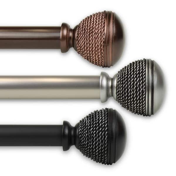 Rod Desyne Woven 1 in. Single Curtain Rod 120 in. to 170 in. in Black