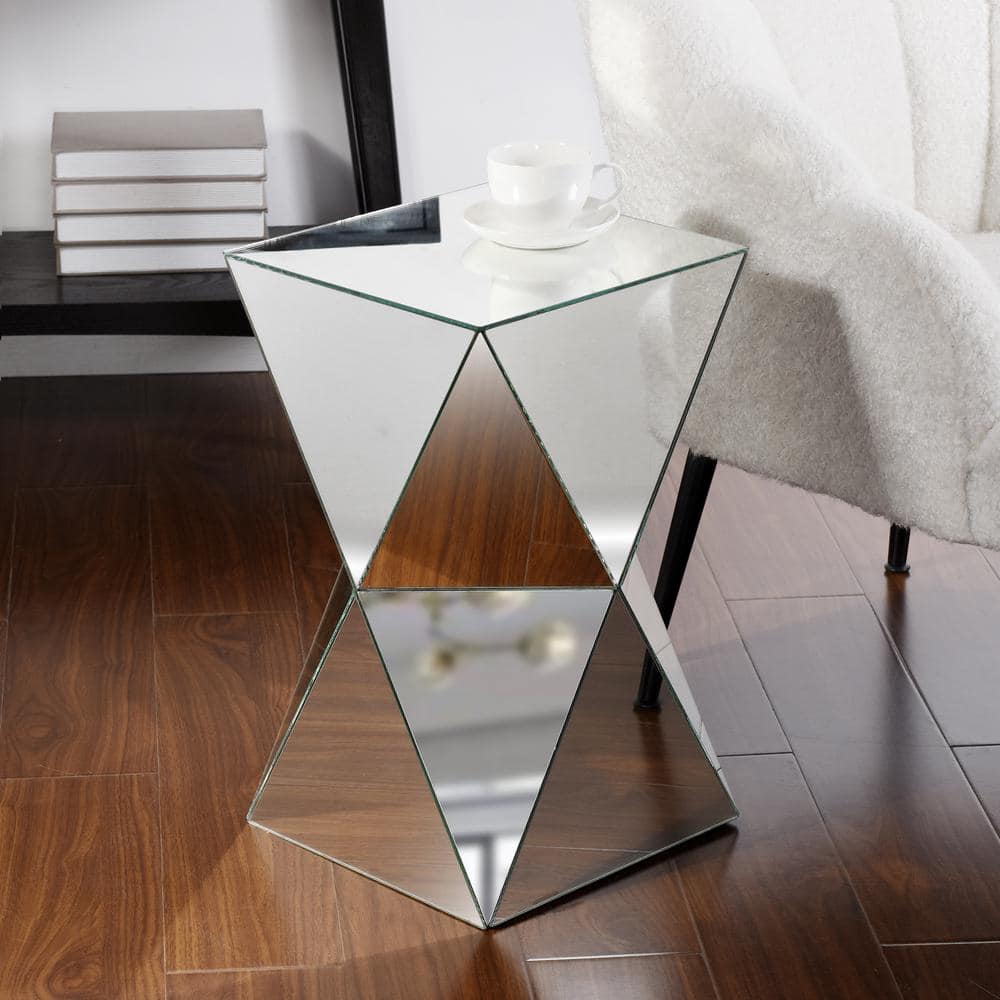 Elegant Mirrored Glass Pedestal Table with Tapered Design