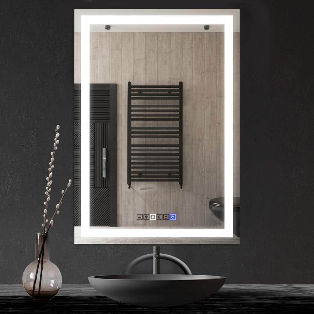 Polished Frameless LED Rectangular Full-Length Mirror with Touchscreen