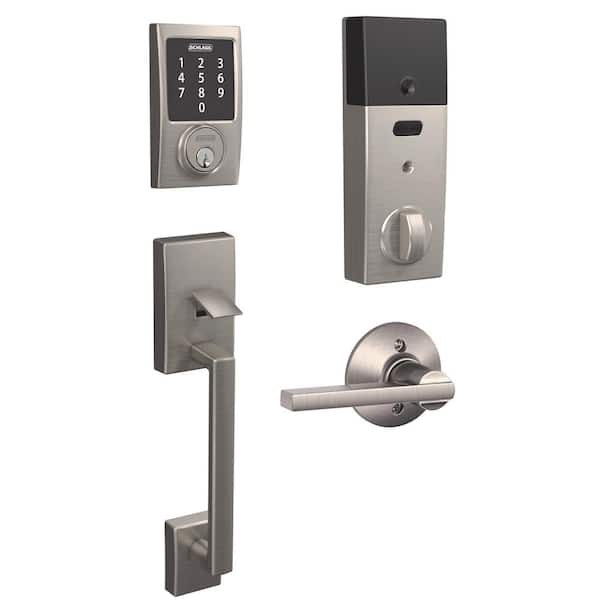 Century-Satin-Nickel-connect-smart-lock-with-alarm-and-latitude-lever-handleset