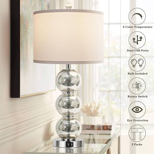 Rottogoon 27 in. Glass Triple-Sphere Table Lamp Modern