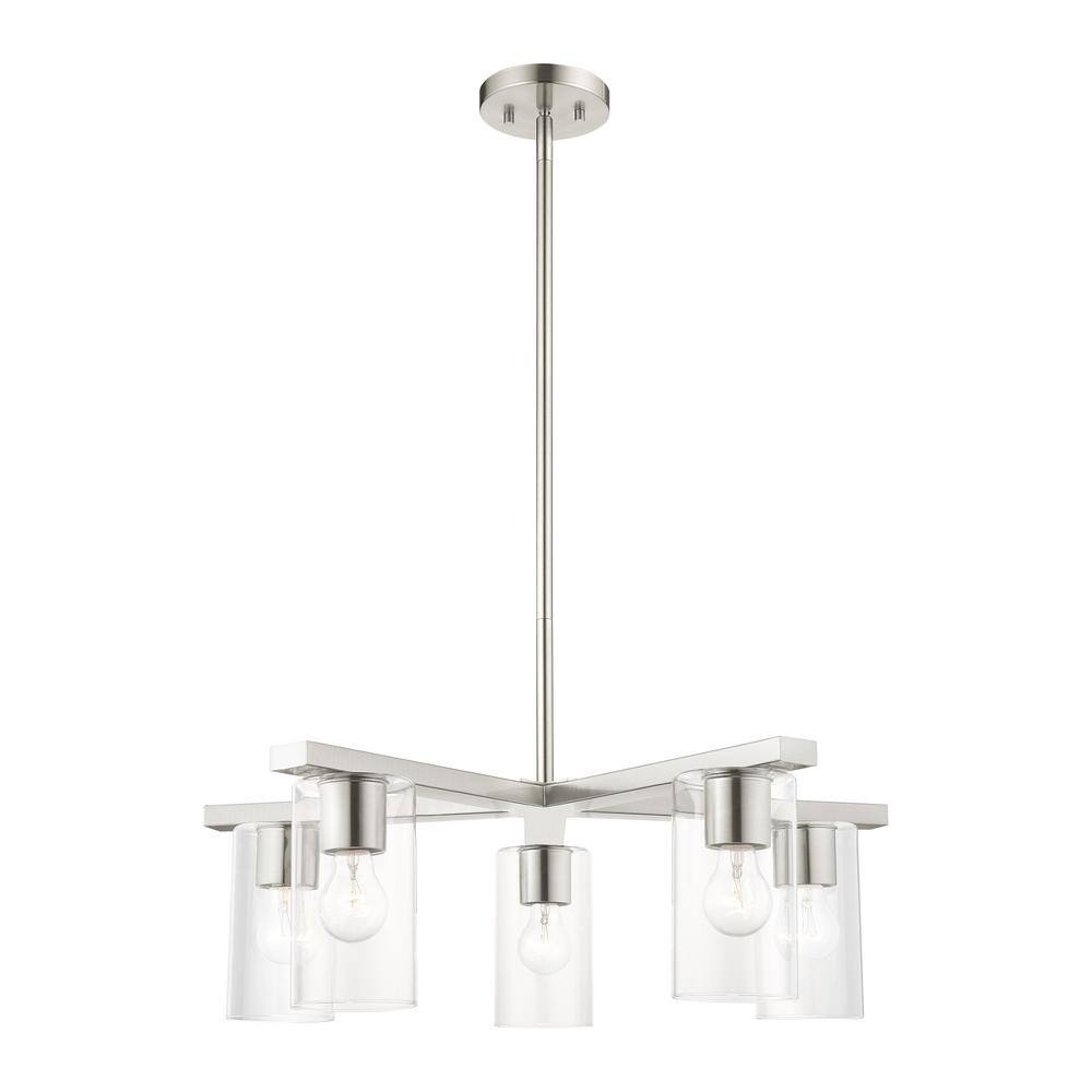 Zurich 26" Brushed Nickel and Crystal 5-Light Chandelier