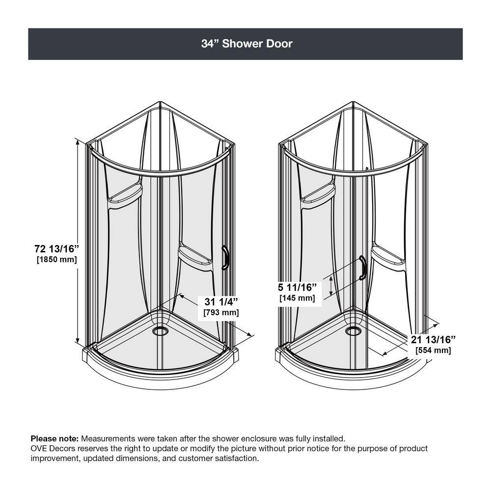 Breeze 34" Satin Nickel Curved Shower Kit with Clear Glass