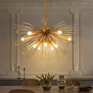 Aquin 10-Light Brass Geometric Sputnik Chandelier Ceiling Light