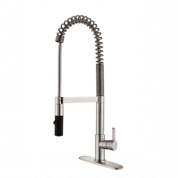 CASAINC Single Handle Pull Down Sprayer Kitchen Faucet in Brushed Nickel