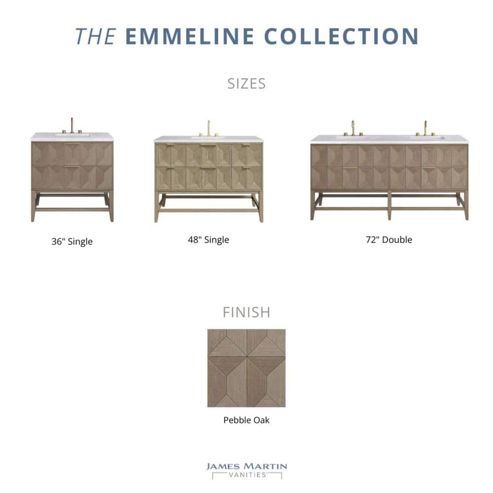 Emmeline 36" Pebble Oak Wood Veneer Single Vanity with Ceramic Sink