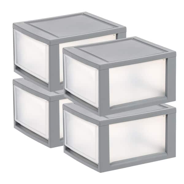 1 Drawer Gray Stackable Storage Unit (11.88 in. W x 8.13 in. H) (4-Pack)
