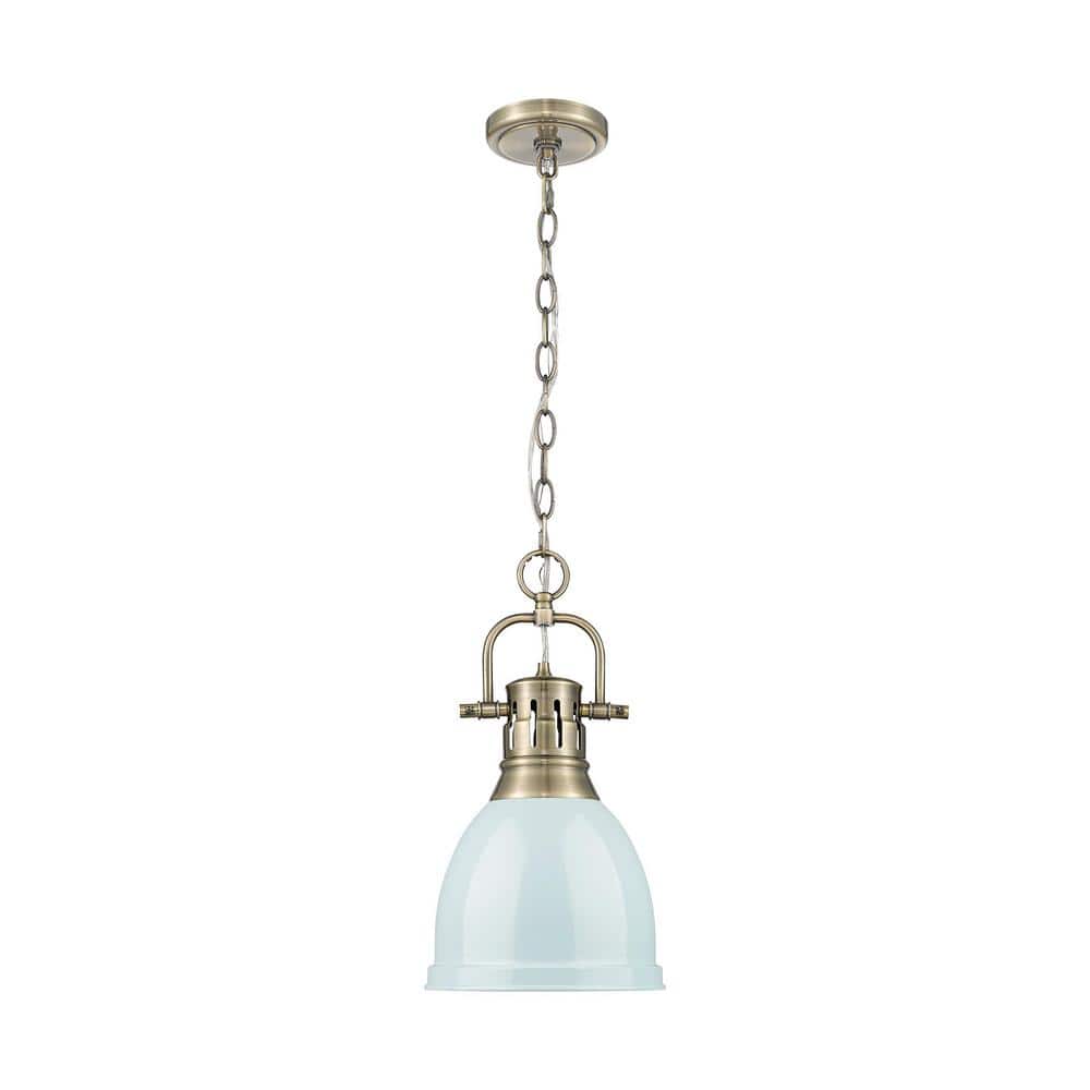 Duncan 100-Watt 1-Light Aged Brass Pendant Light with Green Shade and No Bulbs Included price history on PriceWatchPro