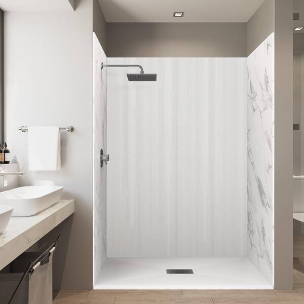 CASTICO 60 in. x 32 in. x 84 in. Solid Composite Stone Shower Kit