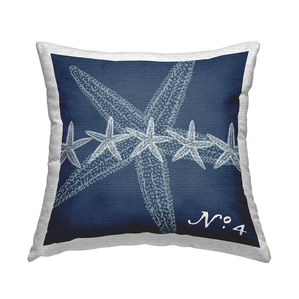 Navy Blue Starfish Pattern Blue Square Outdoor Throw Pillow price history on PriceWatchPro