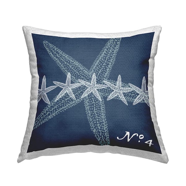 Stupell Industries Navy Blue Starfish Pattern Blue Square Outdoor Throw Pillow