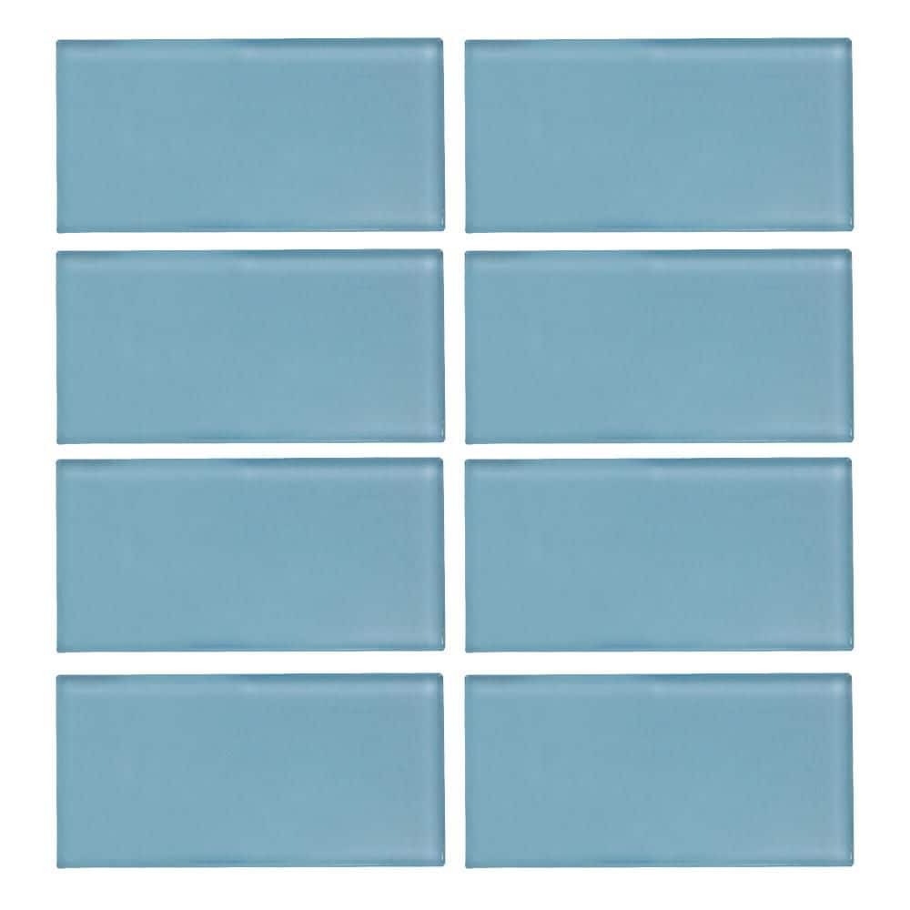 Caribbean Water Blue 3 in. x 6 in. Glossy Glass Wall Tile (10 sq. ft./Case) price history on PriceWatchPro